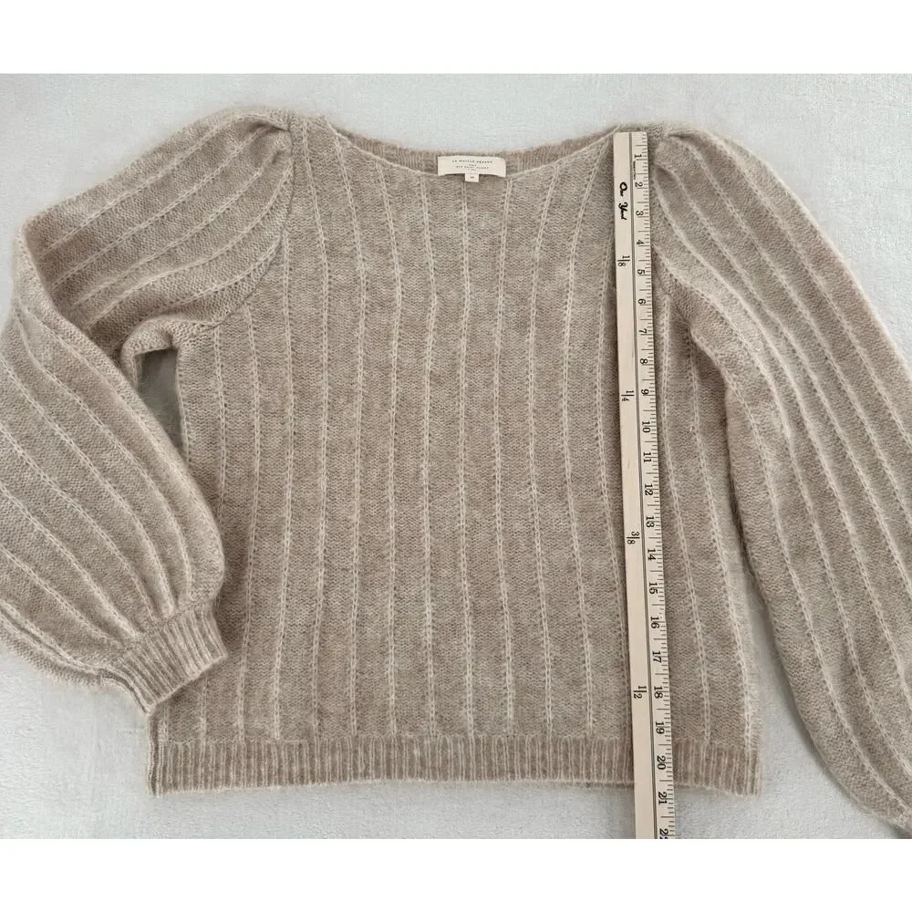 Sezane Aretha Kid Mohair Wool Sweater Tan Beige Pullover Knit M